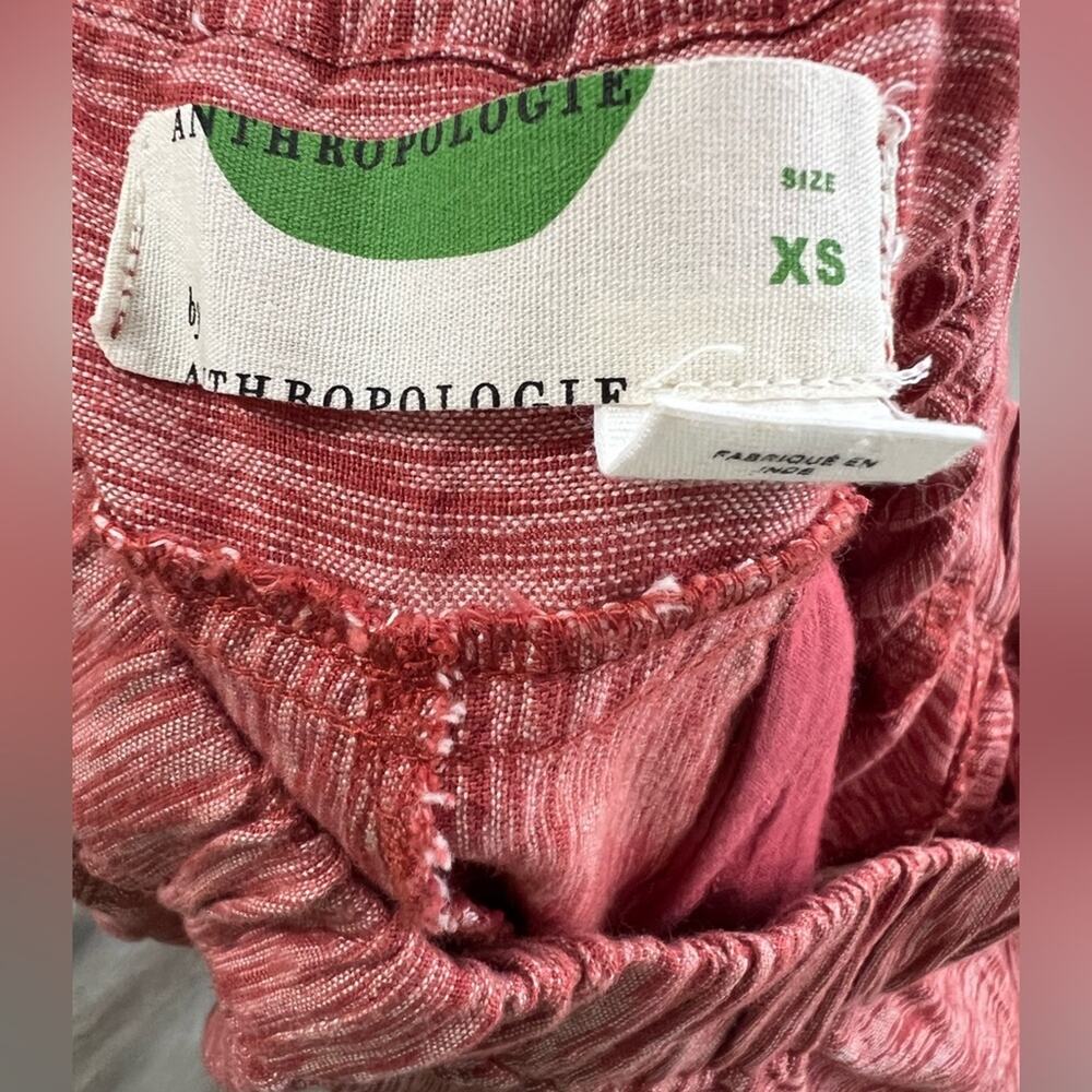 Anthropologie Coral & Cream Striped Pull-on Front Pocket Pant Women Size XS - Picture 5 of 6